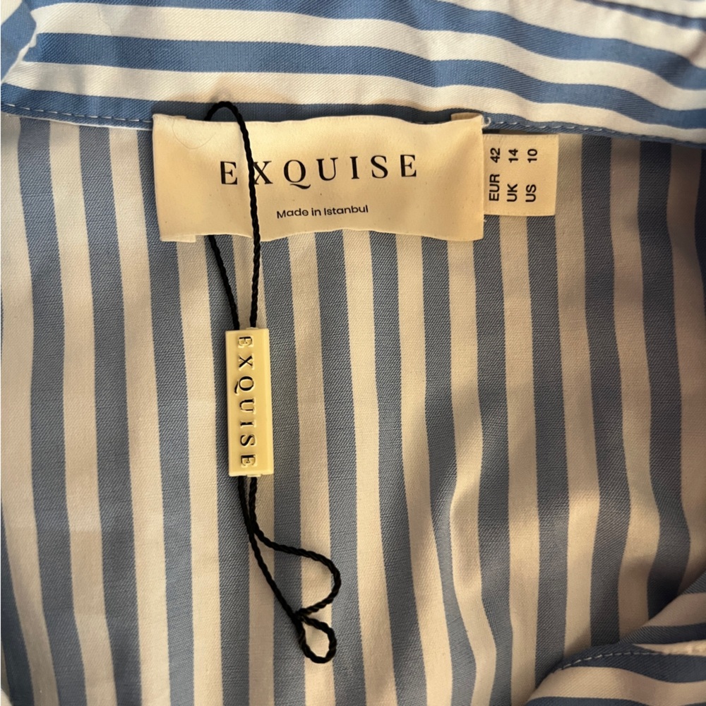 Striped Button-Front Shirt Dress - Light Blue/White - Picture 4 of 12